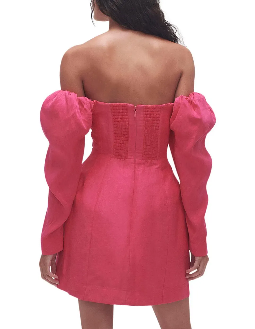 Aje Baret Sleeved Mini Dress Pink Size 8 for rent on The Volte - main image