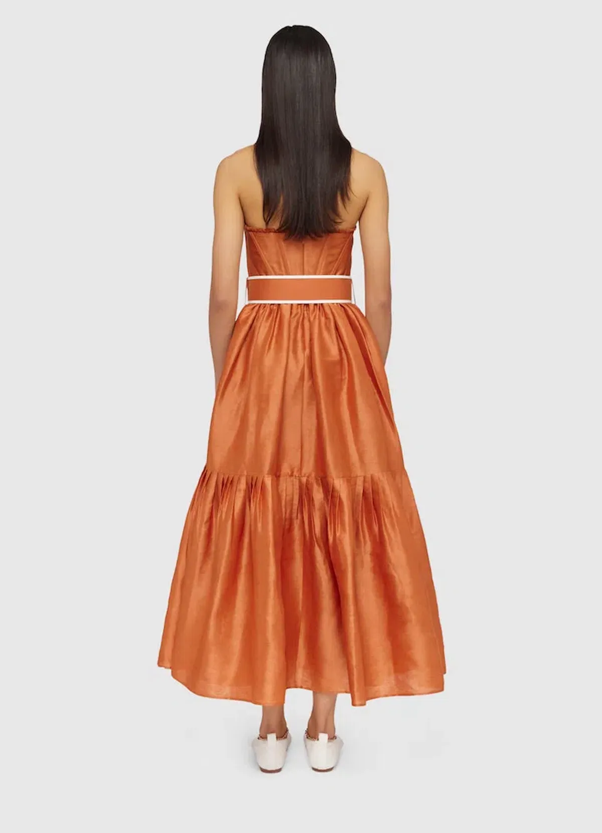 Leo Lin The Suffolk Bustier Dress Cinnamon Orange Size AU 8 - Image 3