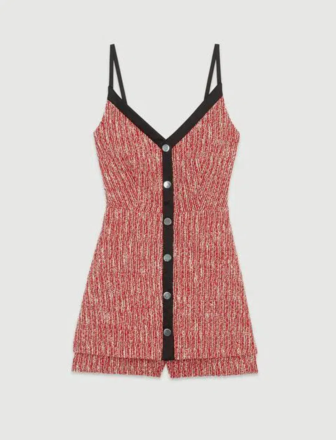 Maje Rever Skirt Overlay Tweed Cotton Blend Playsuit Red Size AU 8 for rent on The Volte - main image