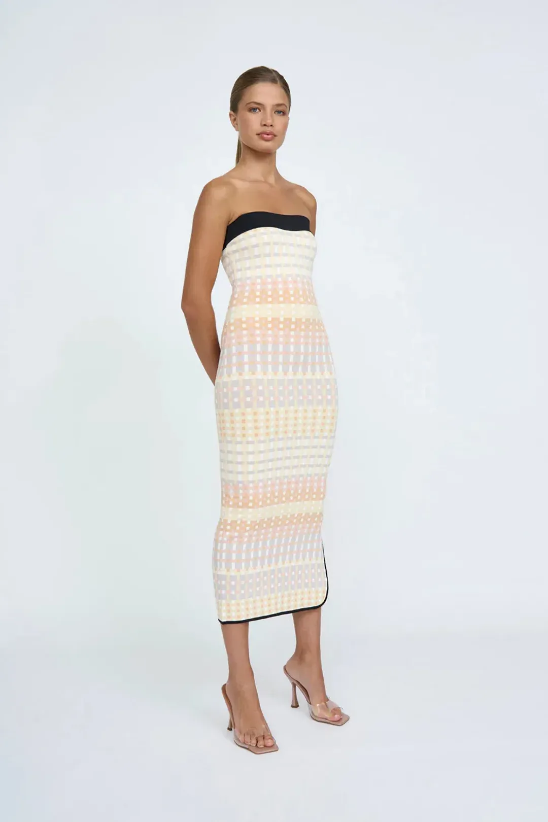By Johnny Gia Geo Knit Midi Dress Multi Size AU 10 for rent on The Volte - main image