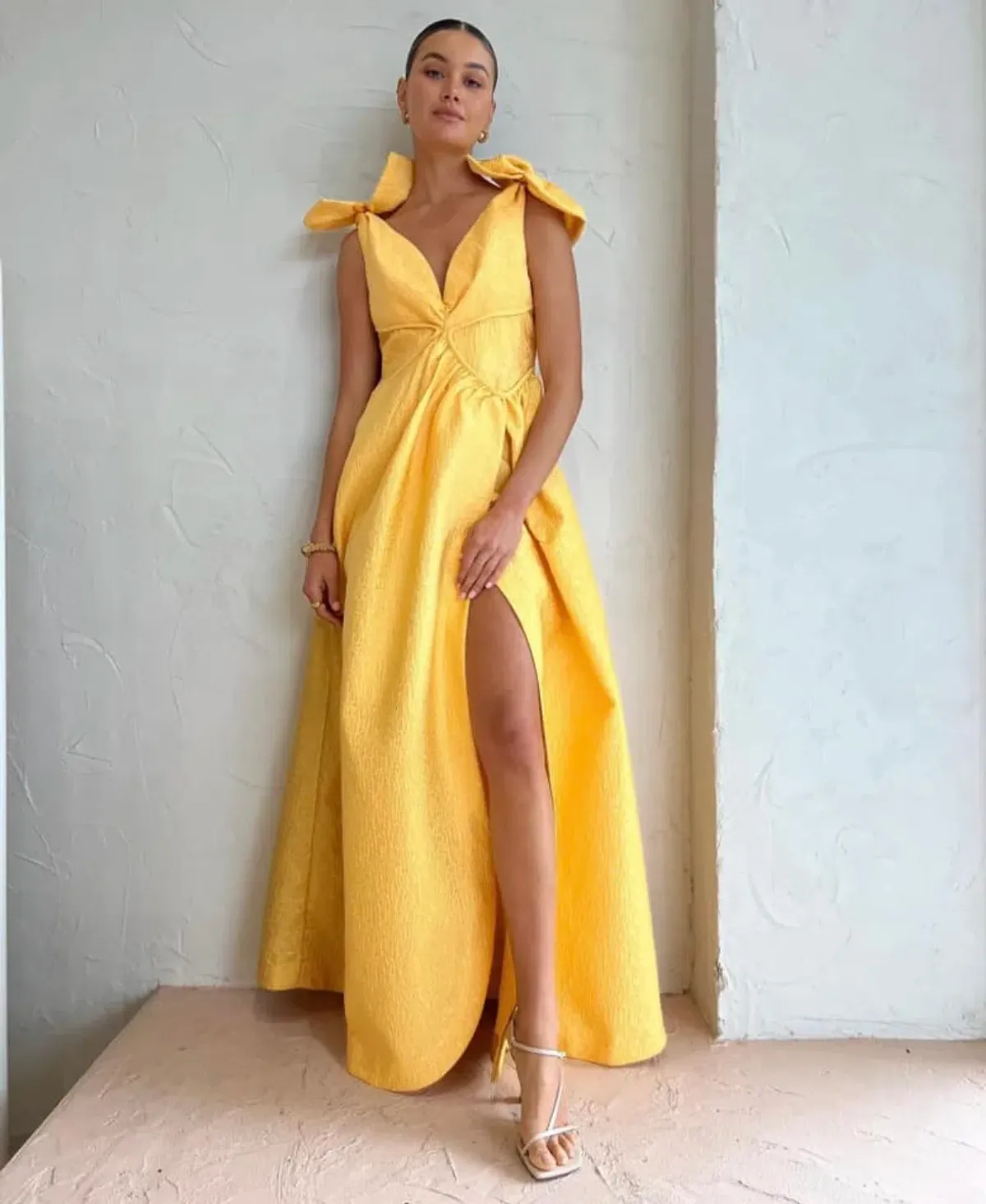 Rachel Gilbert Emiliano Gown Yellow Size AU 8 for rent on The Volte - main image