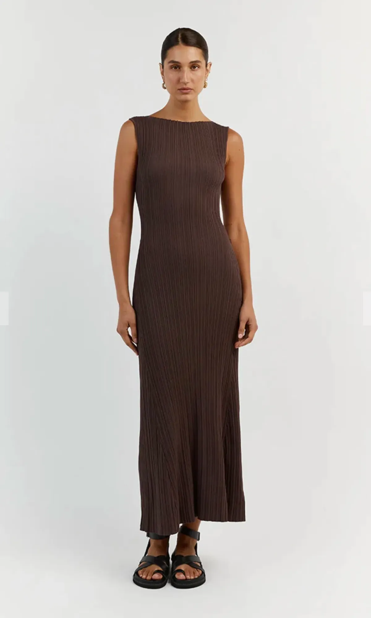 Dissh Ivy Coffee Sleeveless Midi Dress Brown Size S / AU 8 - Image 1