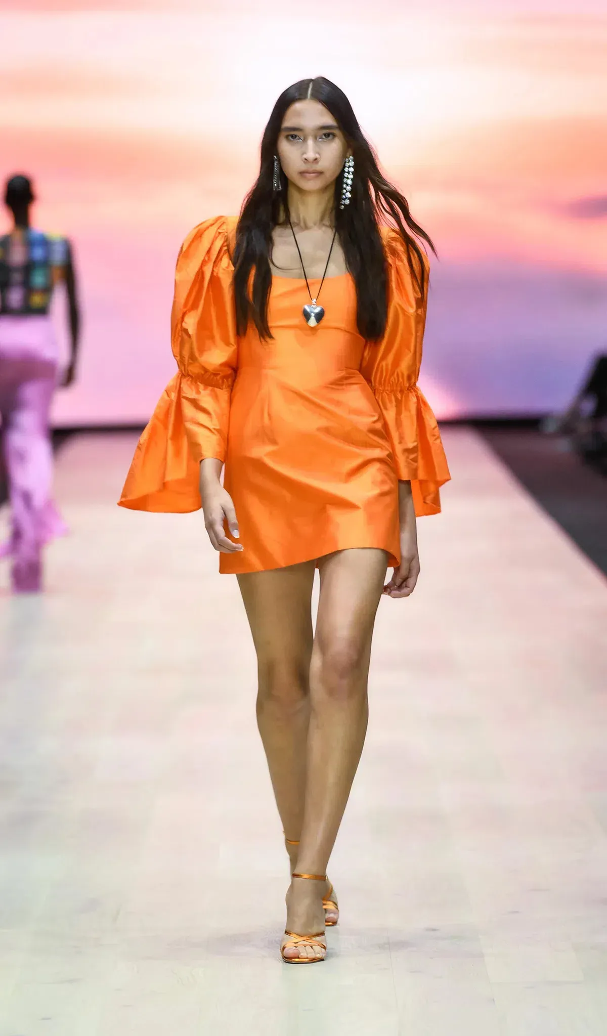 Van Der Kooij Neve Volume Sleeve Micro Mini Dress Orange Size 3 / AU 12 - Image 1