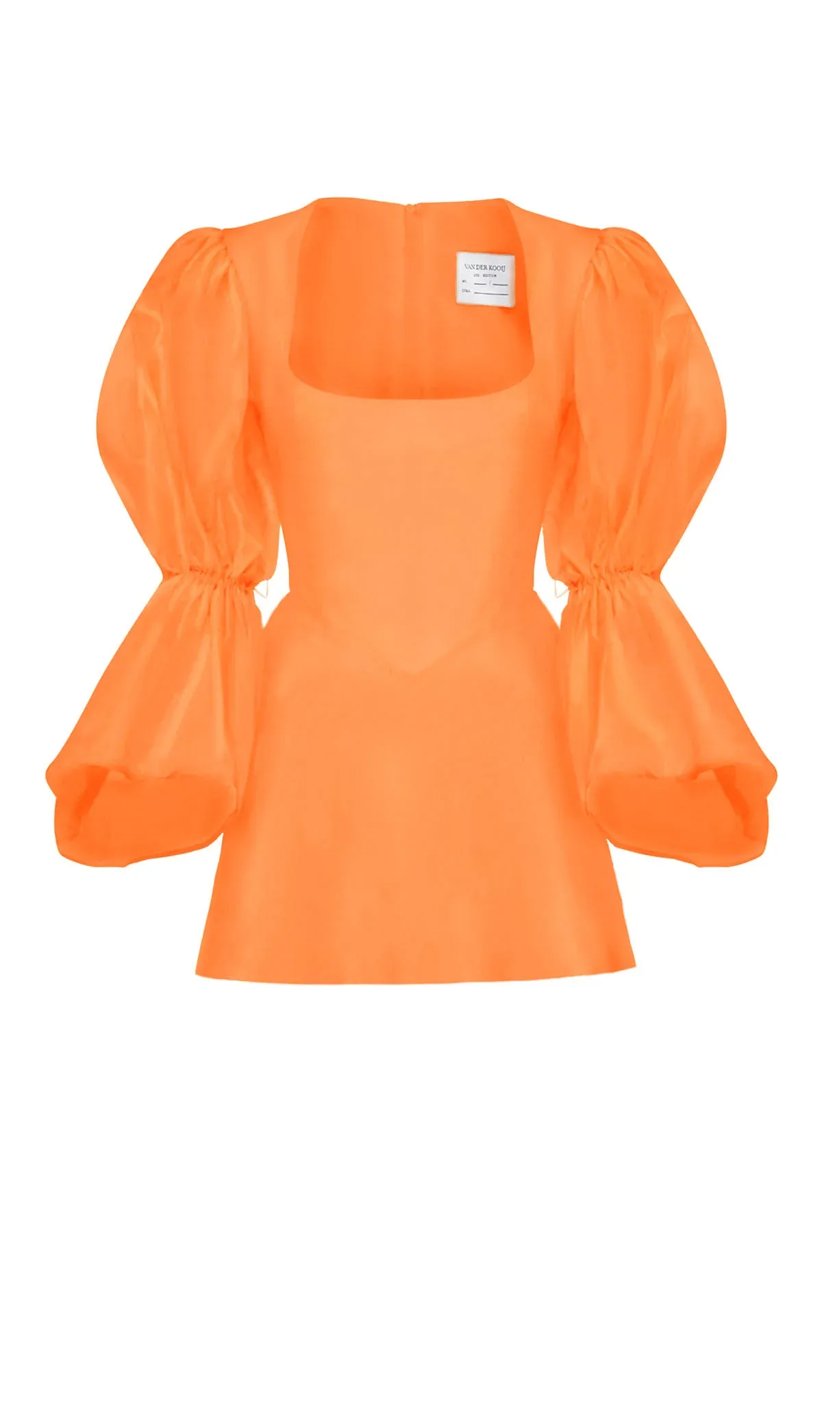 Van Der Kooij Neve Volume Sleeve Micro Mini Dress Orange Size 3 / AU 12 - Image 3