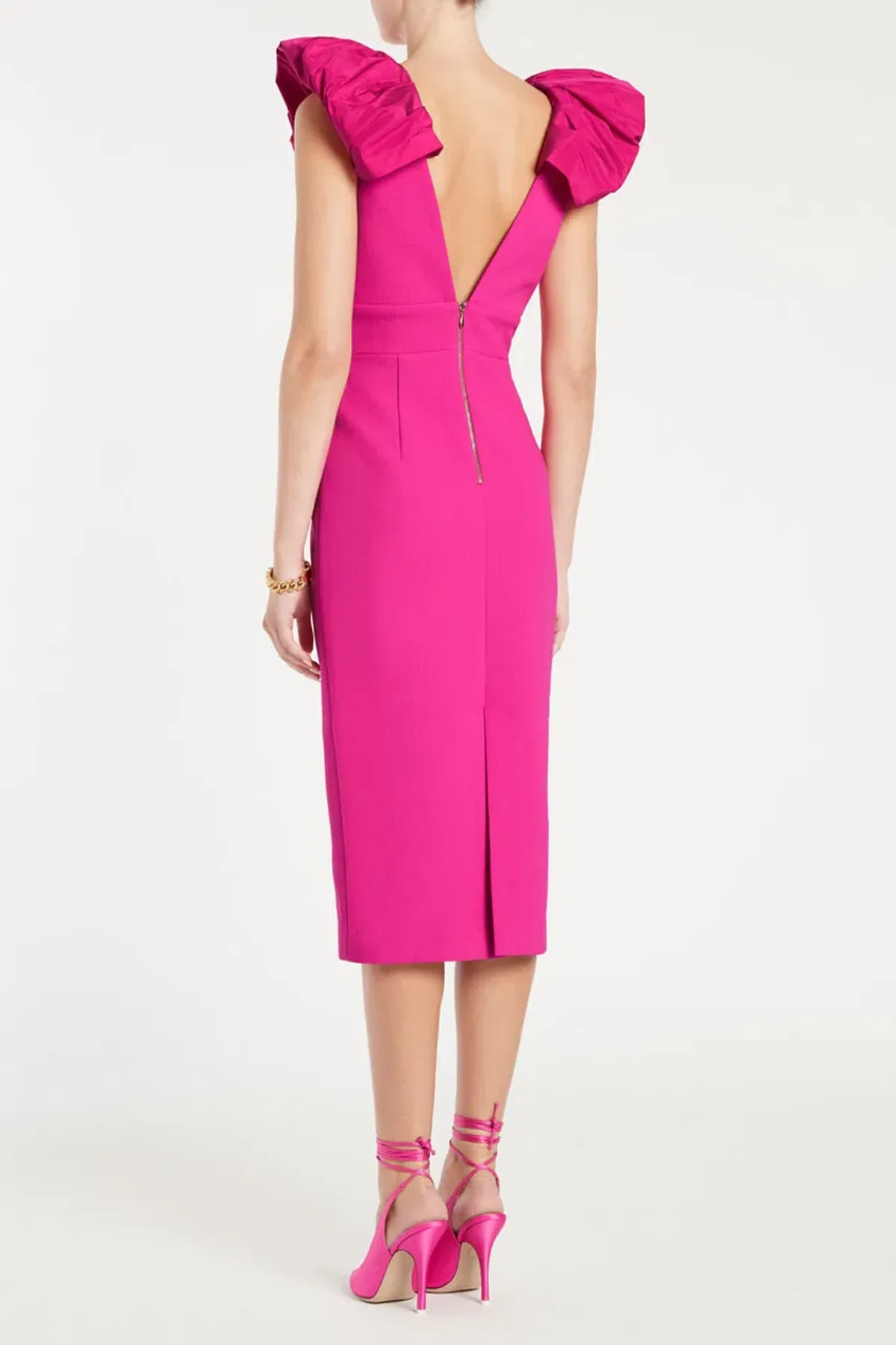 Rebecca Vallance Cupid's Bow Midi Dress Fuchsia Size AU 6 - Image 2