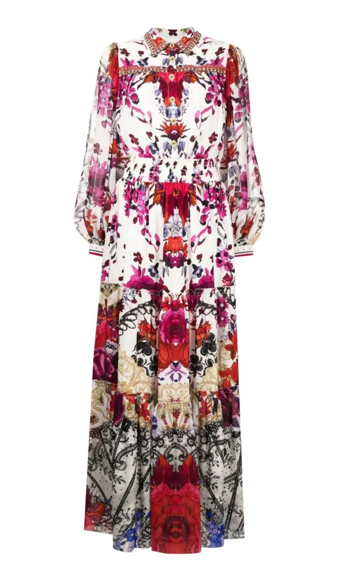 Camilla Button Through Tiered Dress Reign Of Roses Size L / Au 14 for rent on The Volte - main image