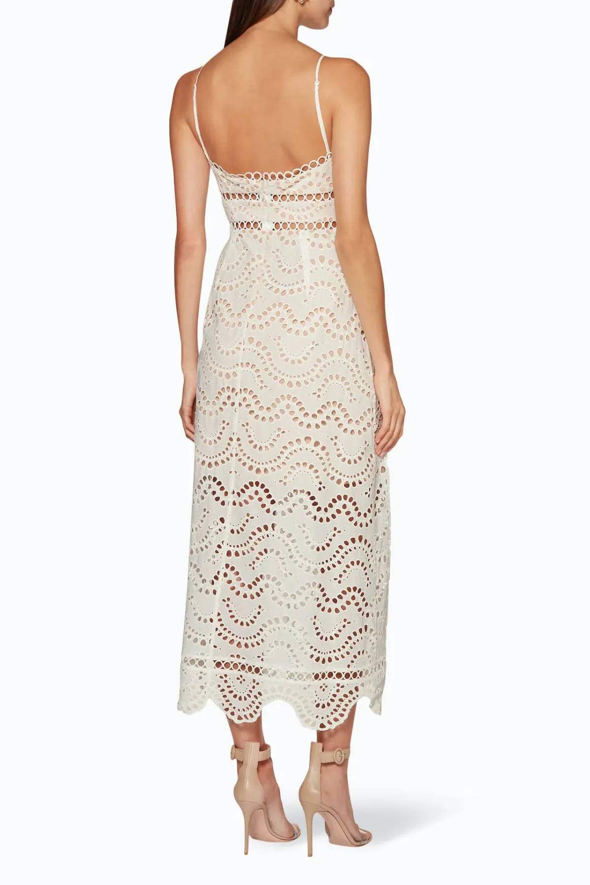 Zimmermann Jaya Wave Bodice Midi Dress Neutral Ivory Size 8 - Image 2
