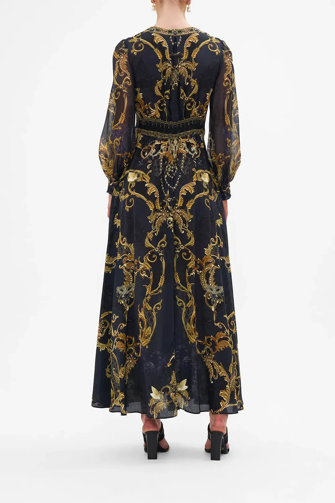Camilla Button Dress With Shaped Waistband Moonlight Melodies Size XL / Au 16 for rent on The Volte - main image