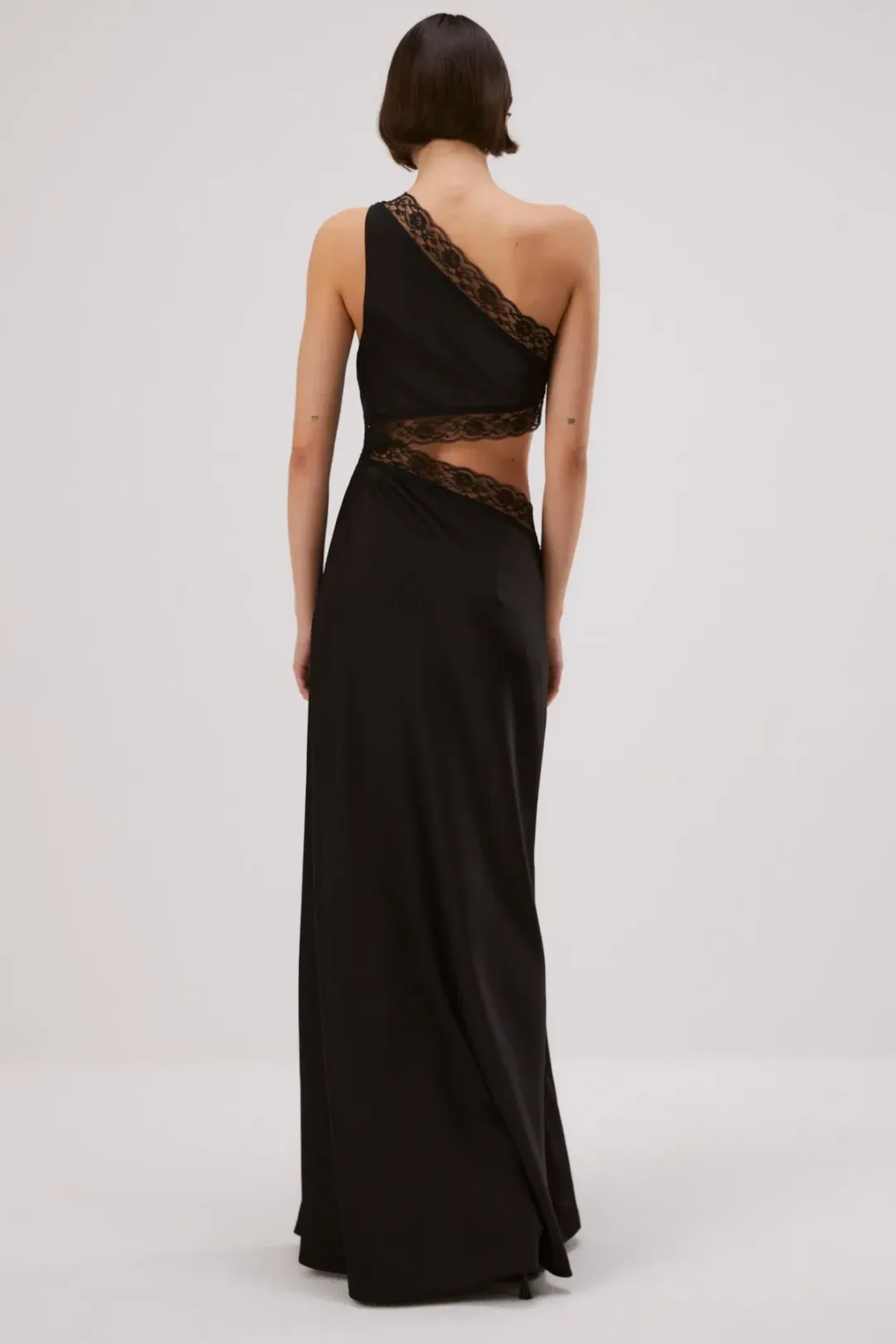 Misha Jillian Satin Gown Black Size 8/S for rent on The Volte - main image