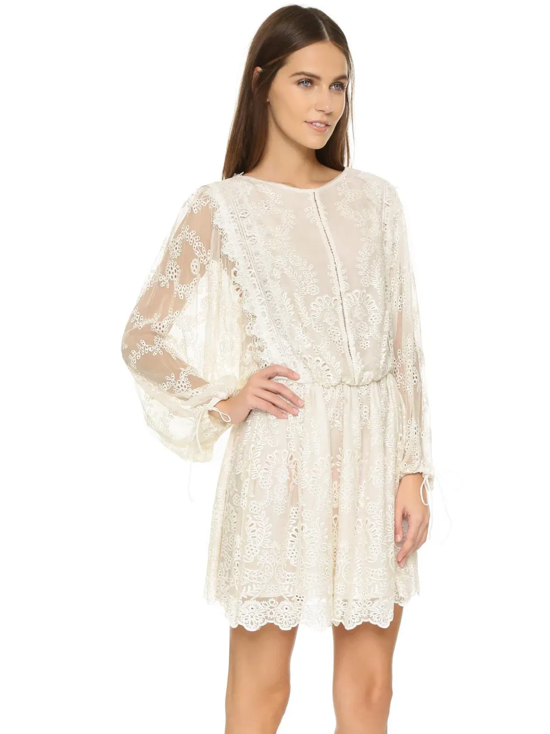 Zimmermann Alchemy Twine Embroidery Mini Dress Ivory Size 1/ AU 10 for rent on The Volte - main image