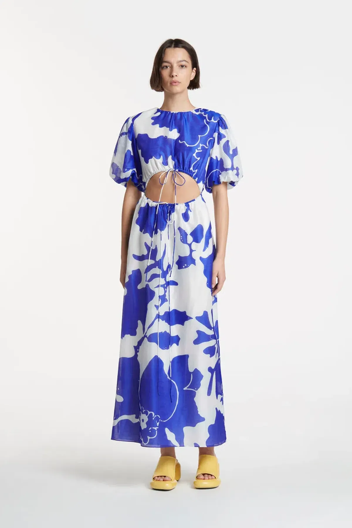 Sir The Label Vivi Puff Sleeve Maxi Dress Blue Print Size 10 - Image 1
