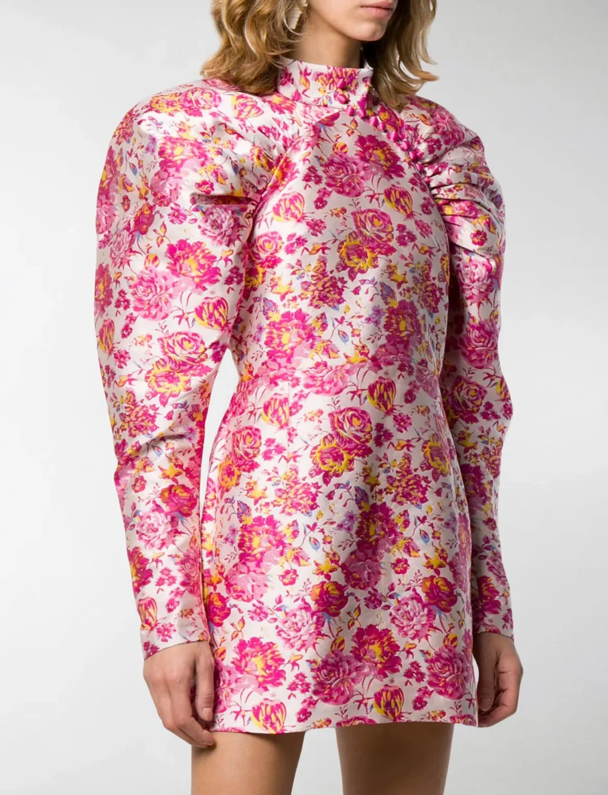 Rotate by Birger Christenson Ruched Floral Jacquard Mini Dress Size 8 - Image 2