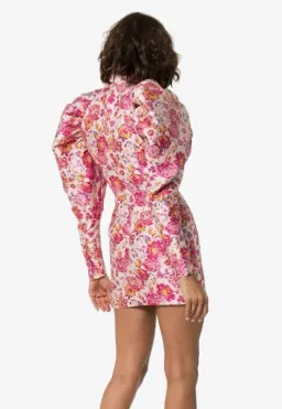 Rotate by Birger Christenson Ruched Floral Jacquard Mini Dress Size 8 for rent on The Volte - image 4