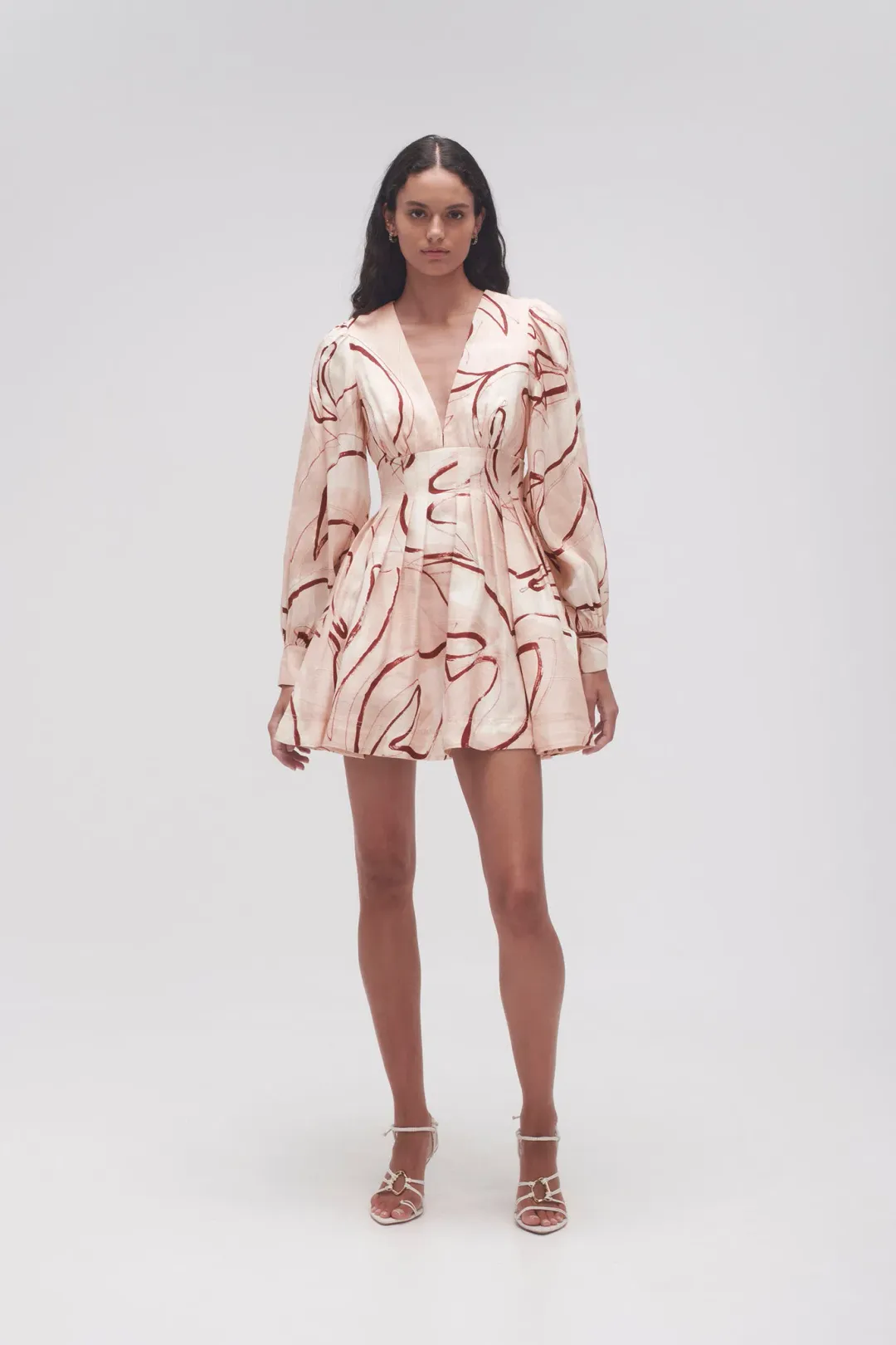 Aje Amelia Plunge Mini Dress Print Size 10 for rent on The Volte - main image