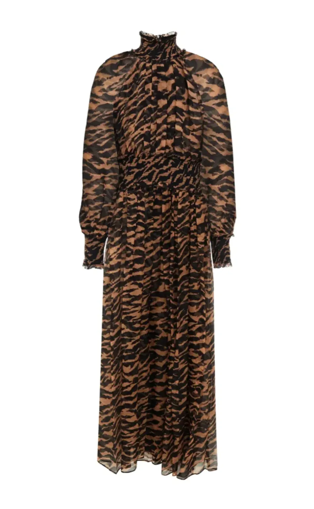 Zimmermann Wavelength Shirred Midi Dress Animal Print Size 0/ AU 8 for rent on The Volte - main image