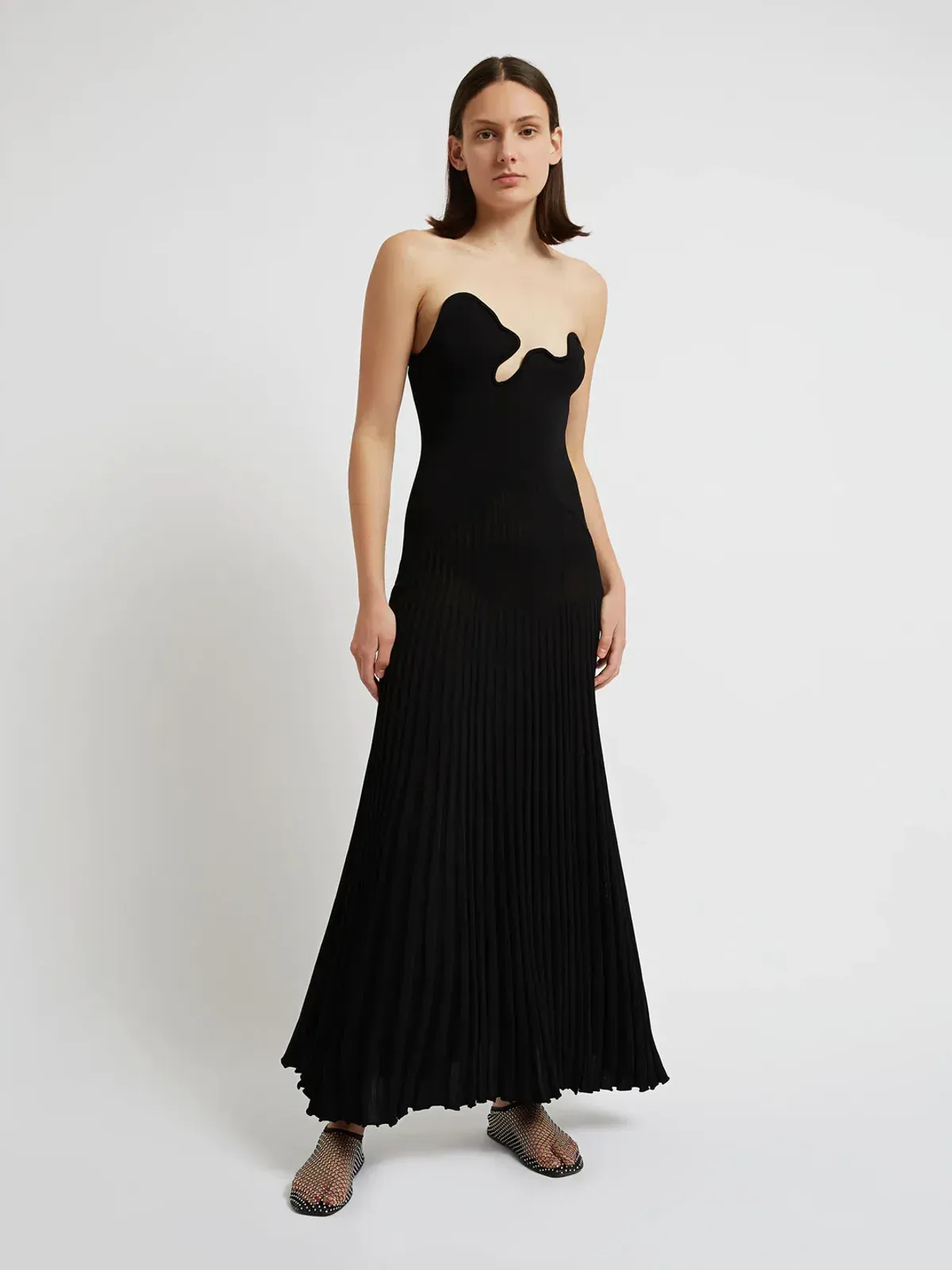 Christopher Esber Sculptured Pleated Rib Dress Black Size 10 - Image 3