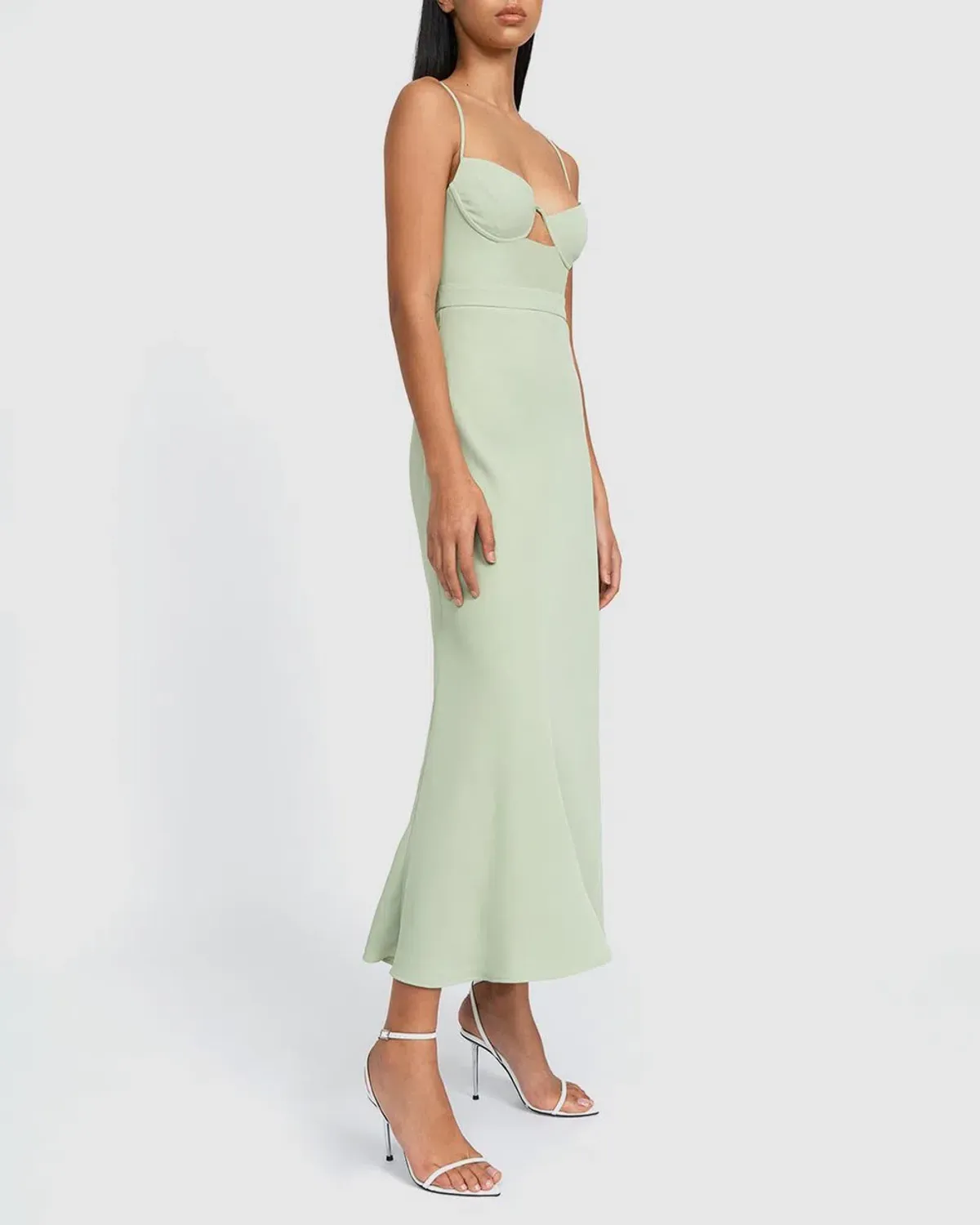 By Johnny Callia Wire Midi Dress Artichoke Green Size AU 14 - Image 5