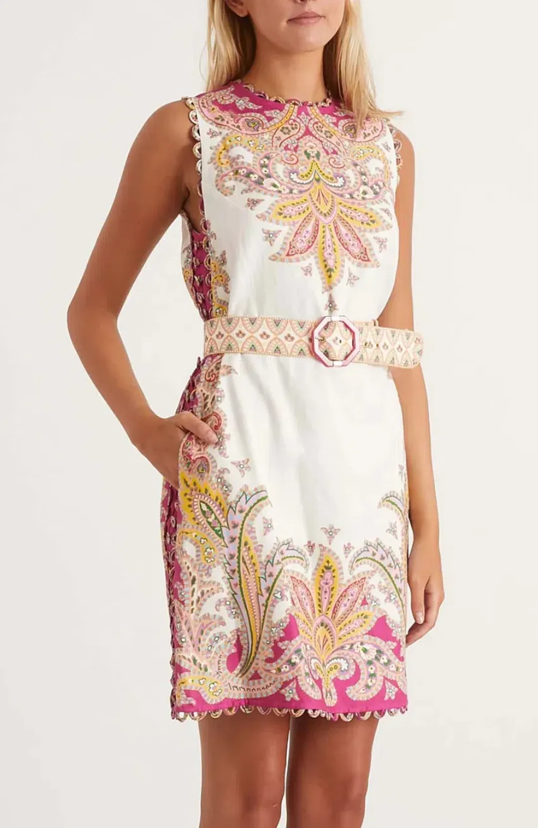 Zimmeramann Teddy Scallop Shift Dress Print Size 0 / AU 8 for rent on The Volte - main image