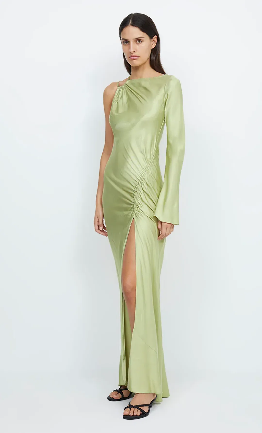 Bec & Bridge Kai Asym Maxi Dress Pear Green Size AU 8 for rent on The Volte - main image