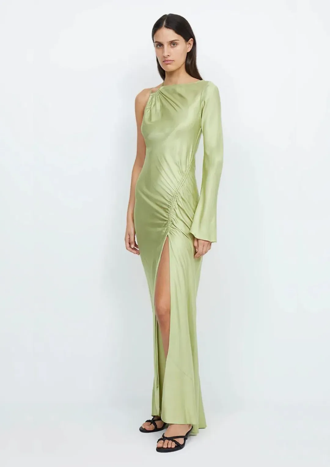 Bec & Bridge Kai Asym Maxi Dress Pear Green Size AU 8 for rent on The Volte - main image