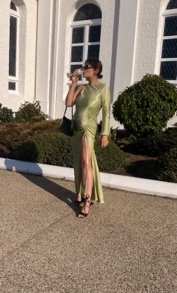 Bec & Bridge Kai Asym Maxi Dress Pear Green Size AU 8 for rent on The Volte - image 3