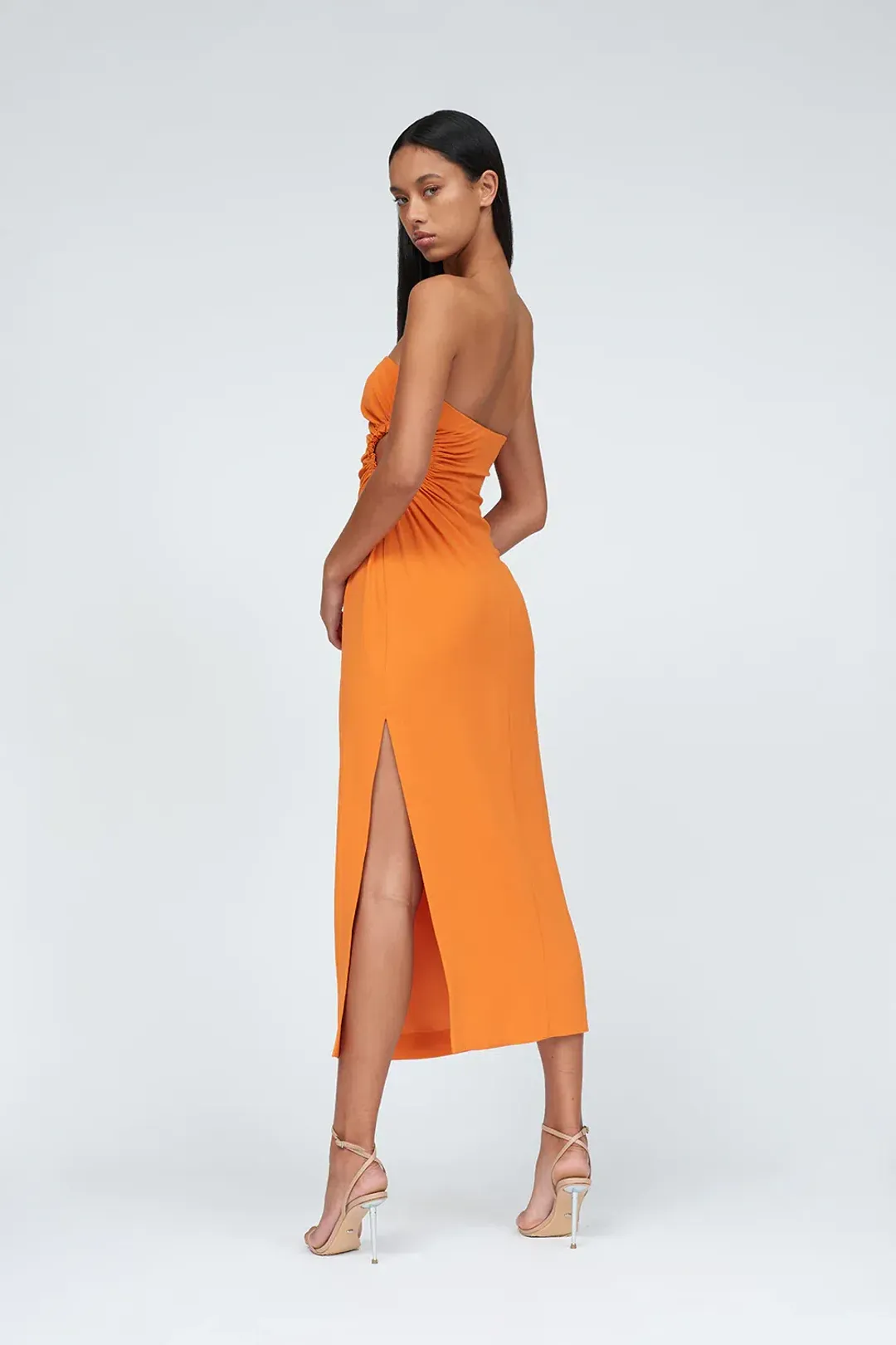 By Johnny Selena Strapless Dress in Mandarin Size 12 for rent on The Volte - main image