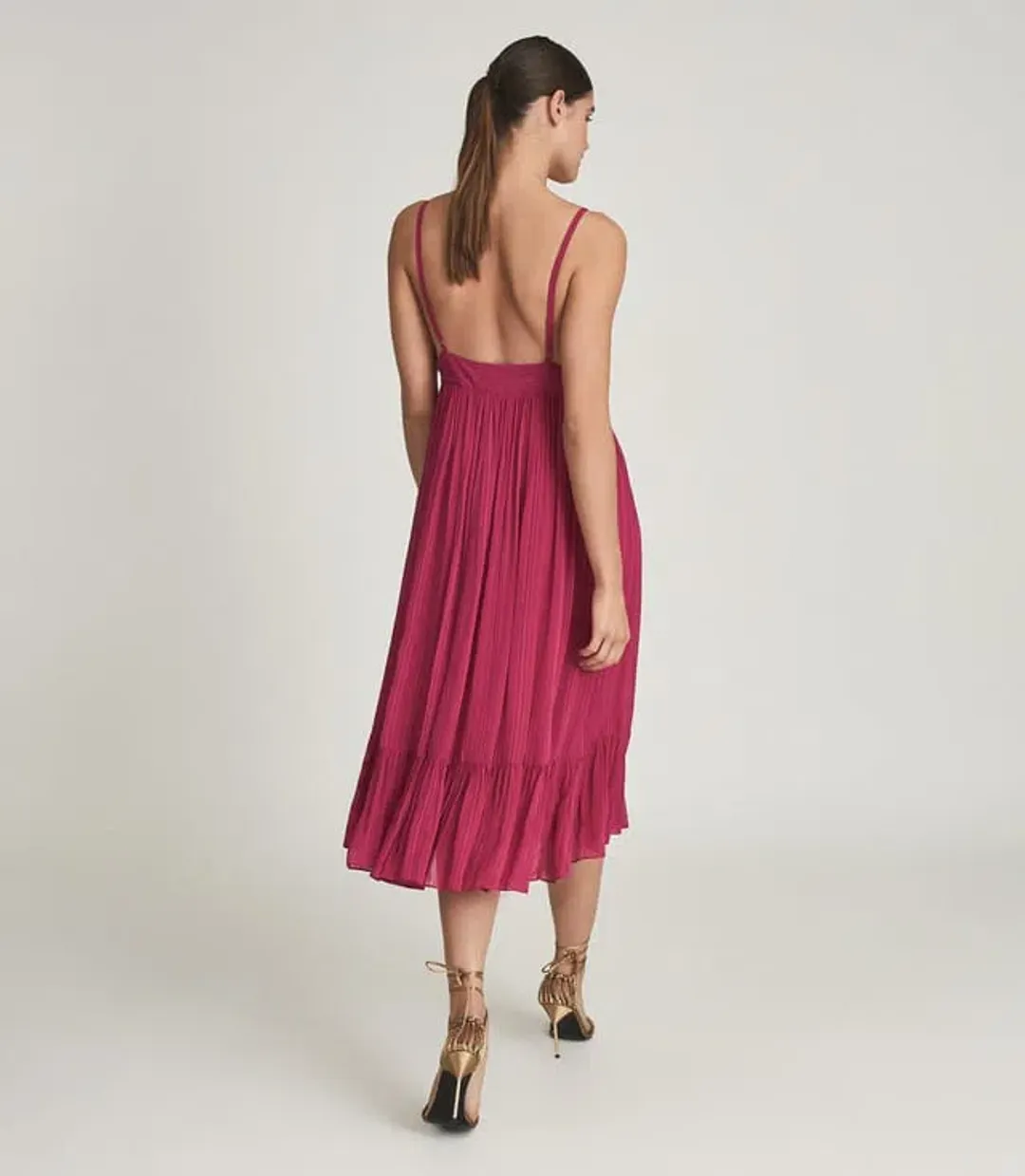Reiss Women's Marie Textured Fabric Dress Pink Size 10 for rent on The Volte - main image