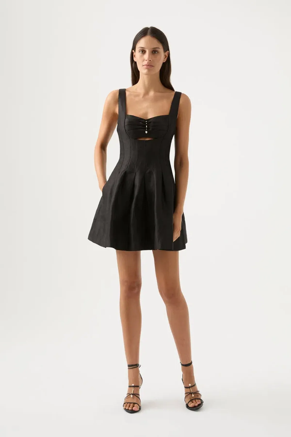 Aje Divinity Pearl Pin Mini Dress Black Size 6 for rent on The Volte - main image