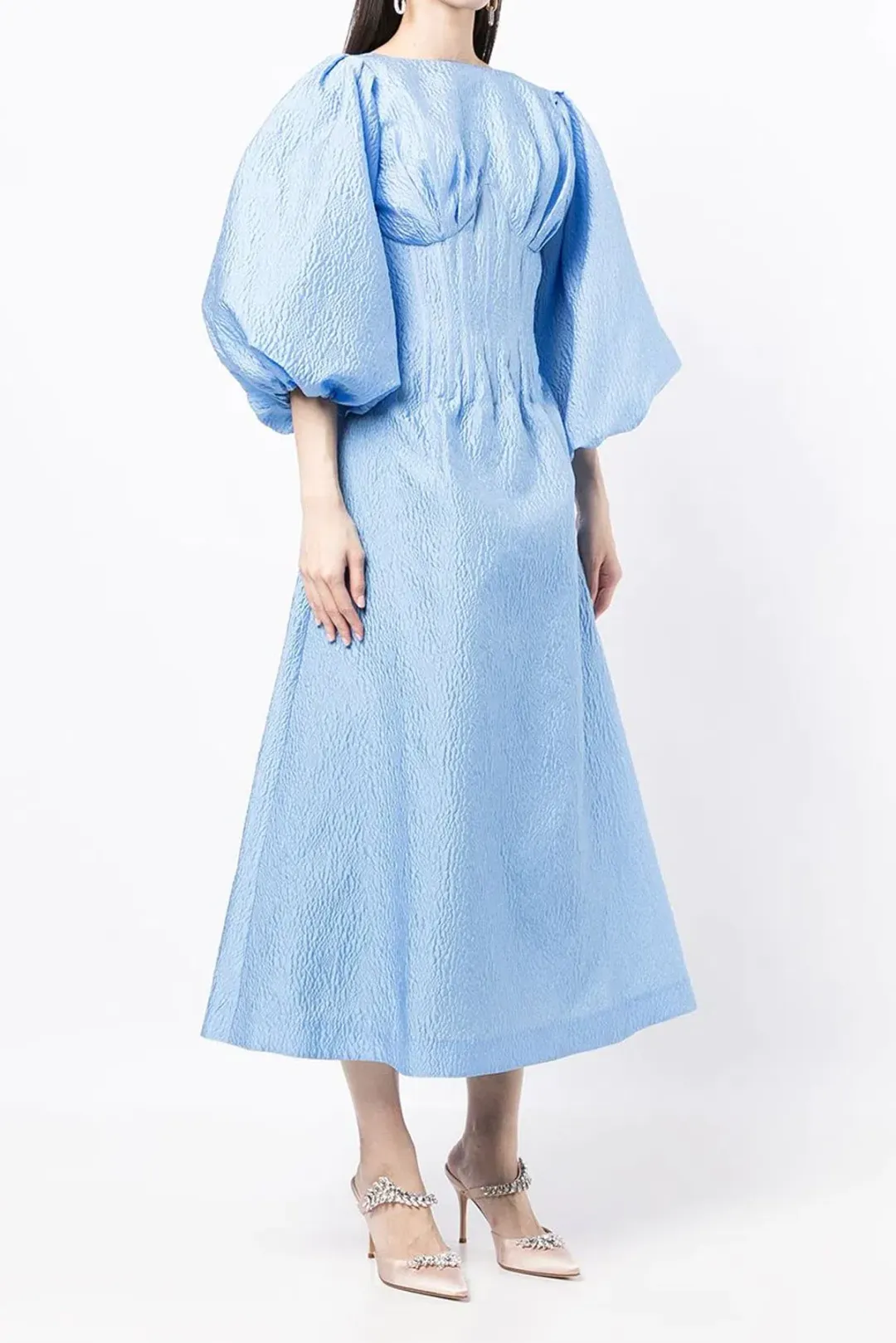 Rachel Gilbert Emiko Balloon-Sleeve Maxi Dress Blue Size 3/Au 12 for rent on The Volte - main image