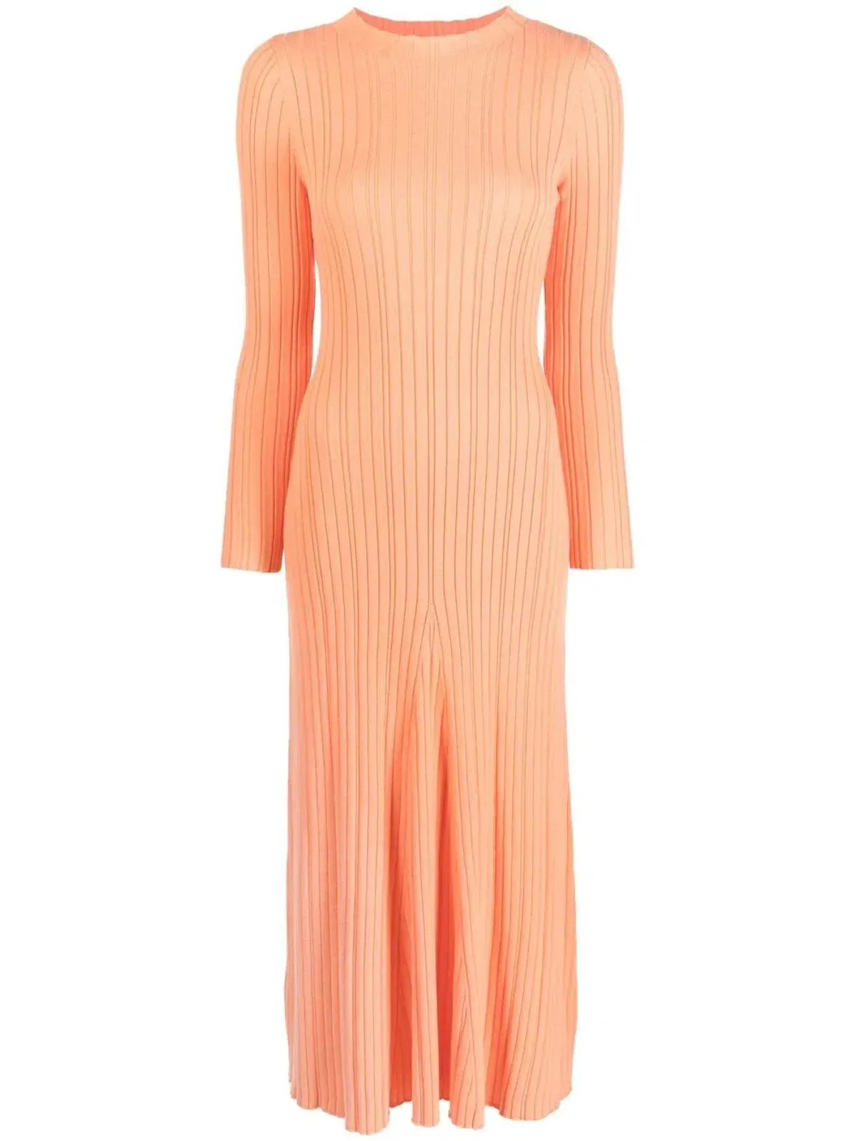 Anna Quan Long Sleeve Ribbed Knit Midi Dress Orange Size AU 10 - Image 4