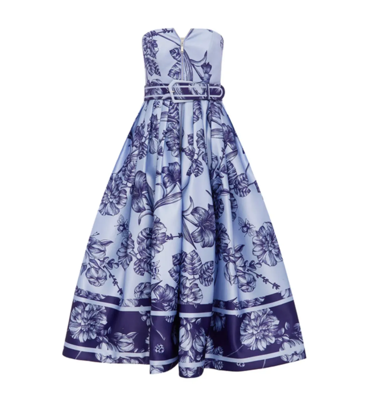 Leo Lin Norine Bustier Midi Dress Harmony Print in Hyacinth Size AU 10 - Image 2