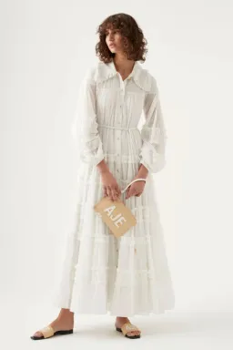 Aje Memento Tiered Maxi Dress In White Size AU 12 for rent on The Volte - image 1
