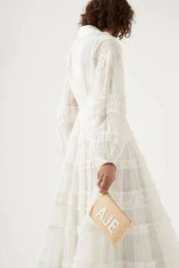 Aje Memento Tiered Maxi Dress In White Size AU 12 for rent on The Volte - image 2