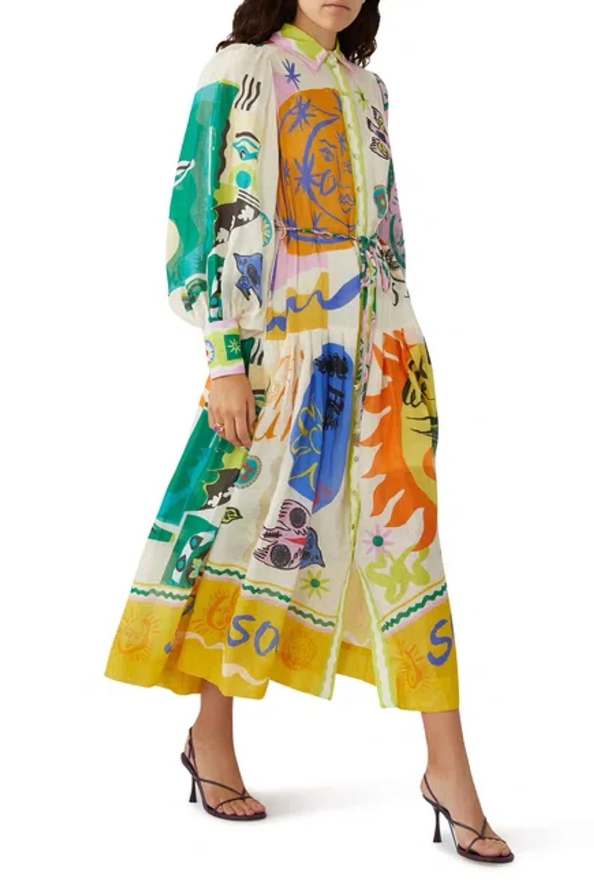 Alemais Soleil Patchwork Shirt Dress Multi Print Size AU 10 - Image 2