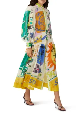 Alemais Soleil Patchwork Shirt Dress Multi Print Size AU 10 for rent on The Volte - image 2