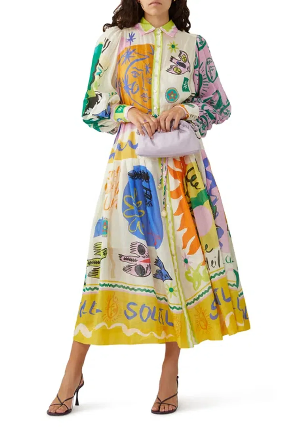 Alemais Soleil Patchwork Shirt Dress Multi Print Size AU 10 - Image 1
