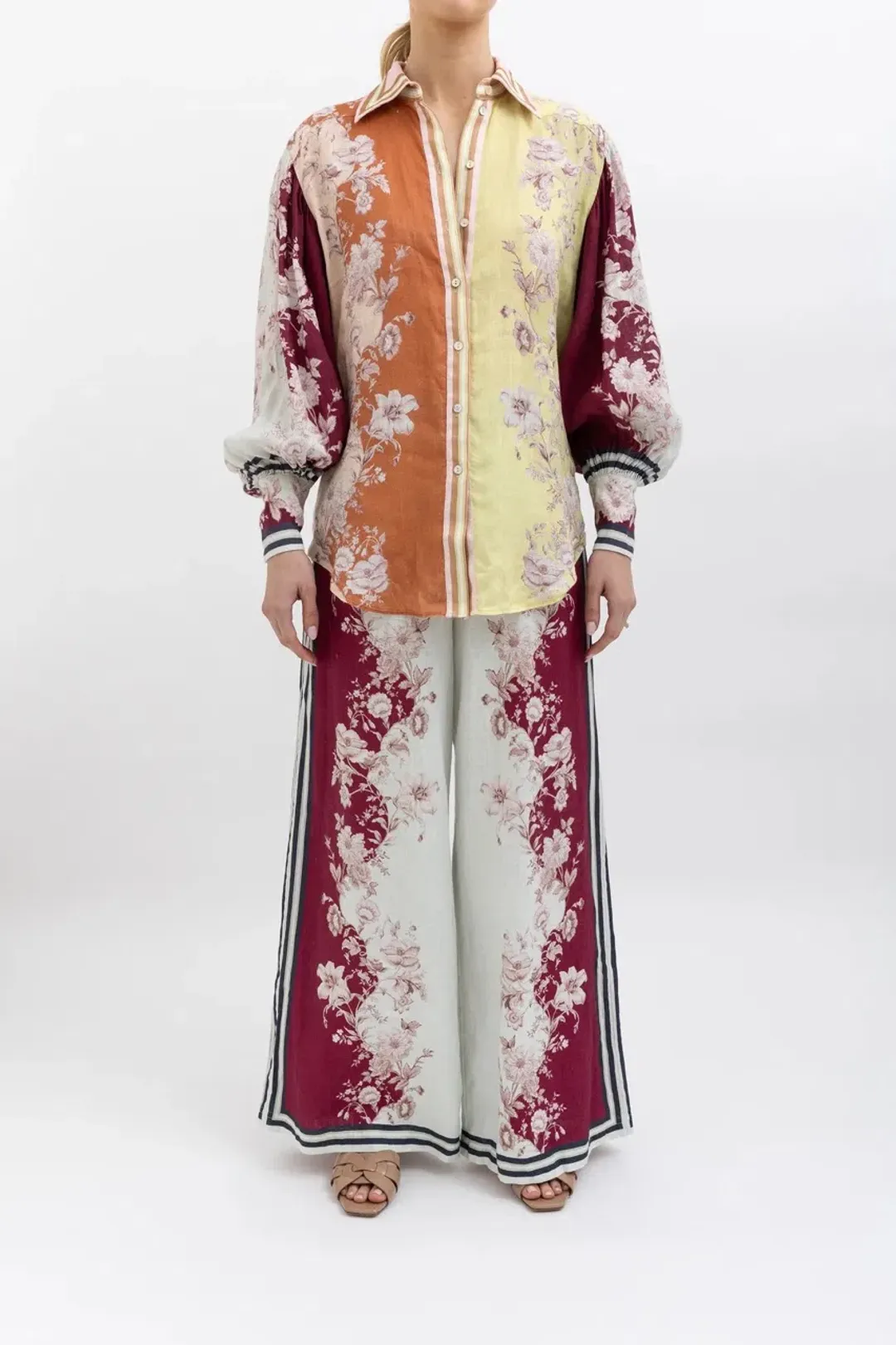 Alemais Marlow Shirt and Pant Set Floral Size AU 10 for rent on The Volte - main image