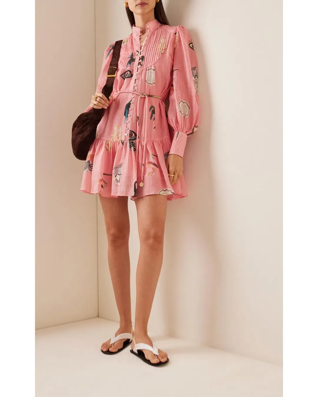 Alemais Cleo Smock Mini Dress Pink Size 8 AU for rent on The Volte - main image
