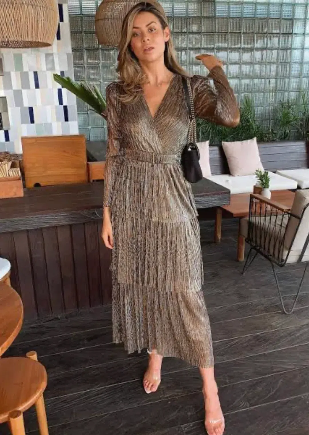 Sheike All That Sparkles Dress Bronze Size 10 for rent on The Volte - main image