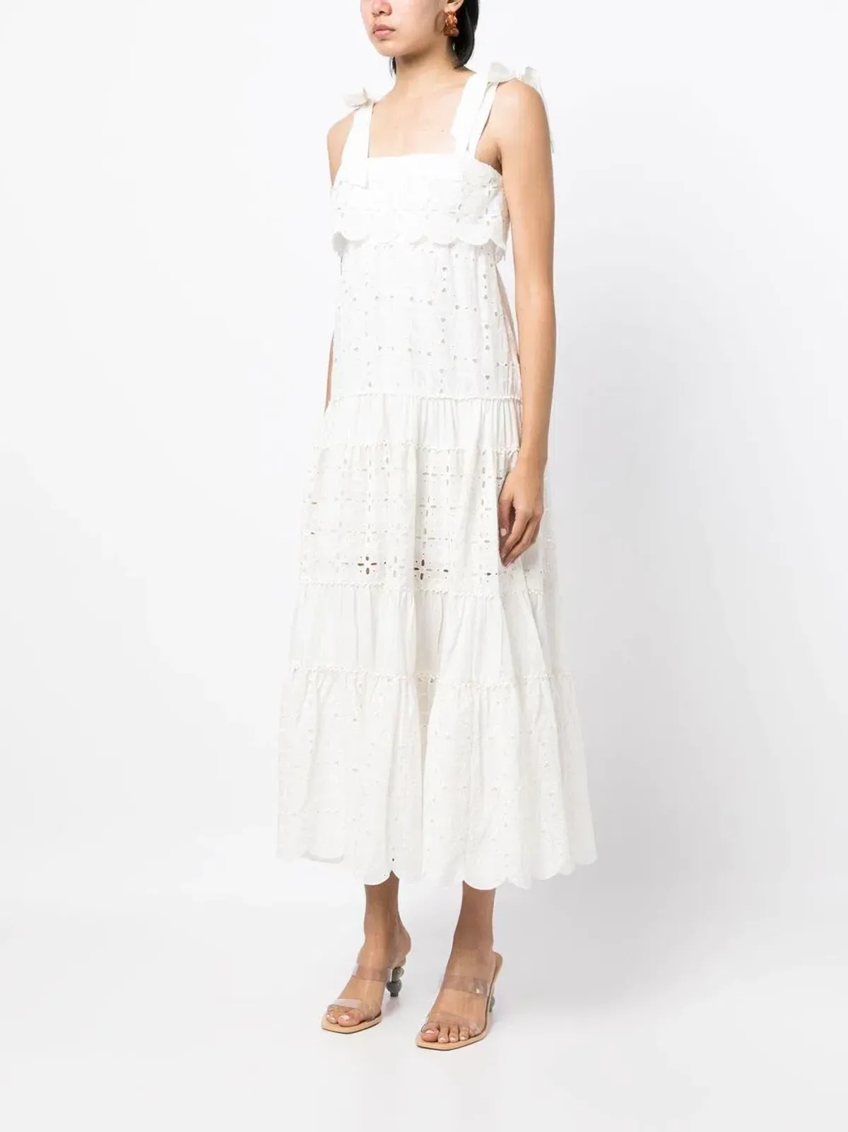 Alemais Evie Panelled Tie Midi Maxi Dress White Size 6 - Image 7