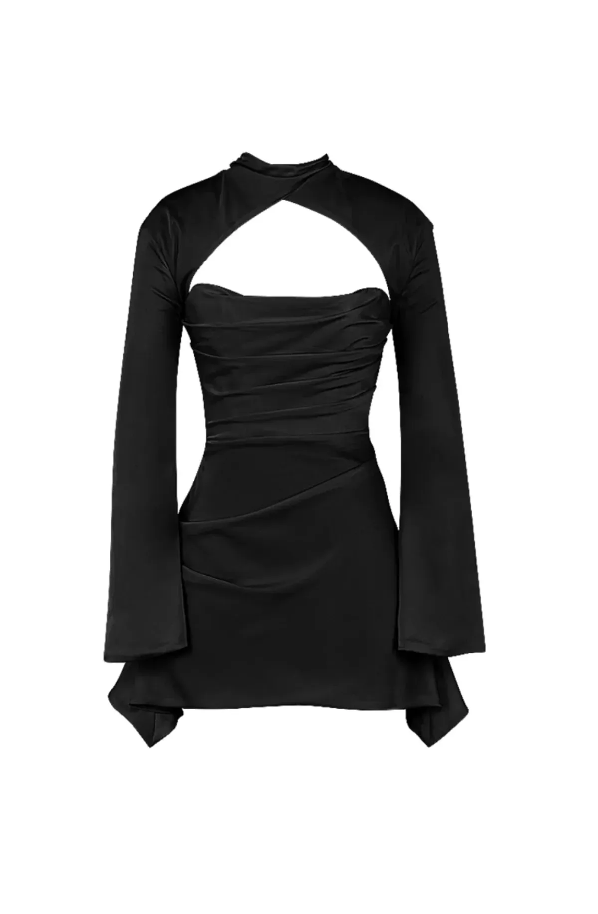 House Of CB Toira Draped Corset Mini Dress Black Size 8 - Image 4