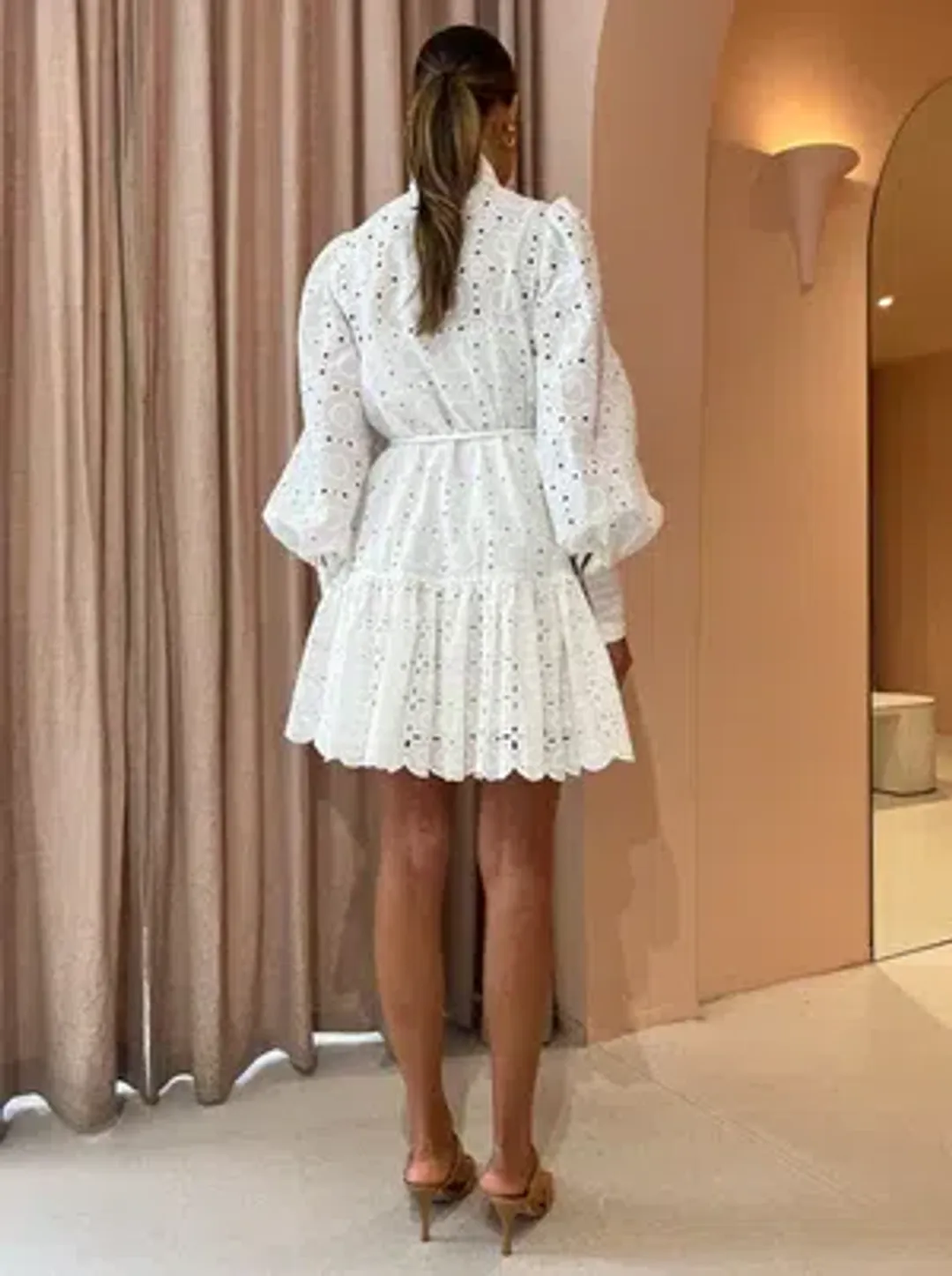 Alemais Evie Mini Smock Dress White Size 8 for rent on The Volte - main image