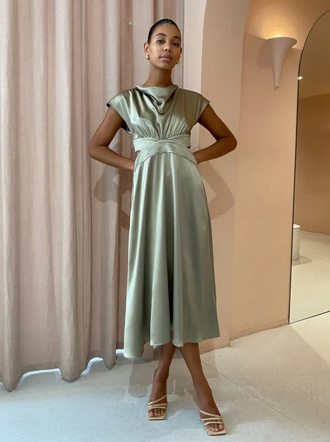 Acler Plympton Dress Moss Green Size 6 for rent on The Volte - main image
