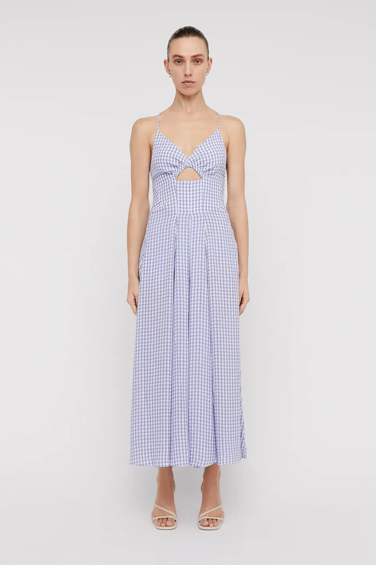 Scanlan Theodore Strappy Gingham Dress Mauve Size XS/Au 6 - Image 1