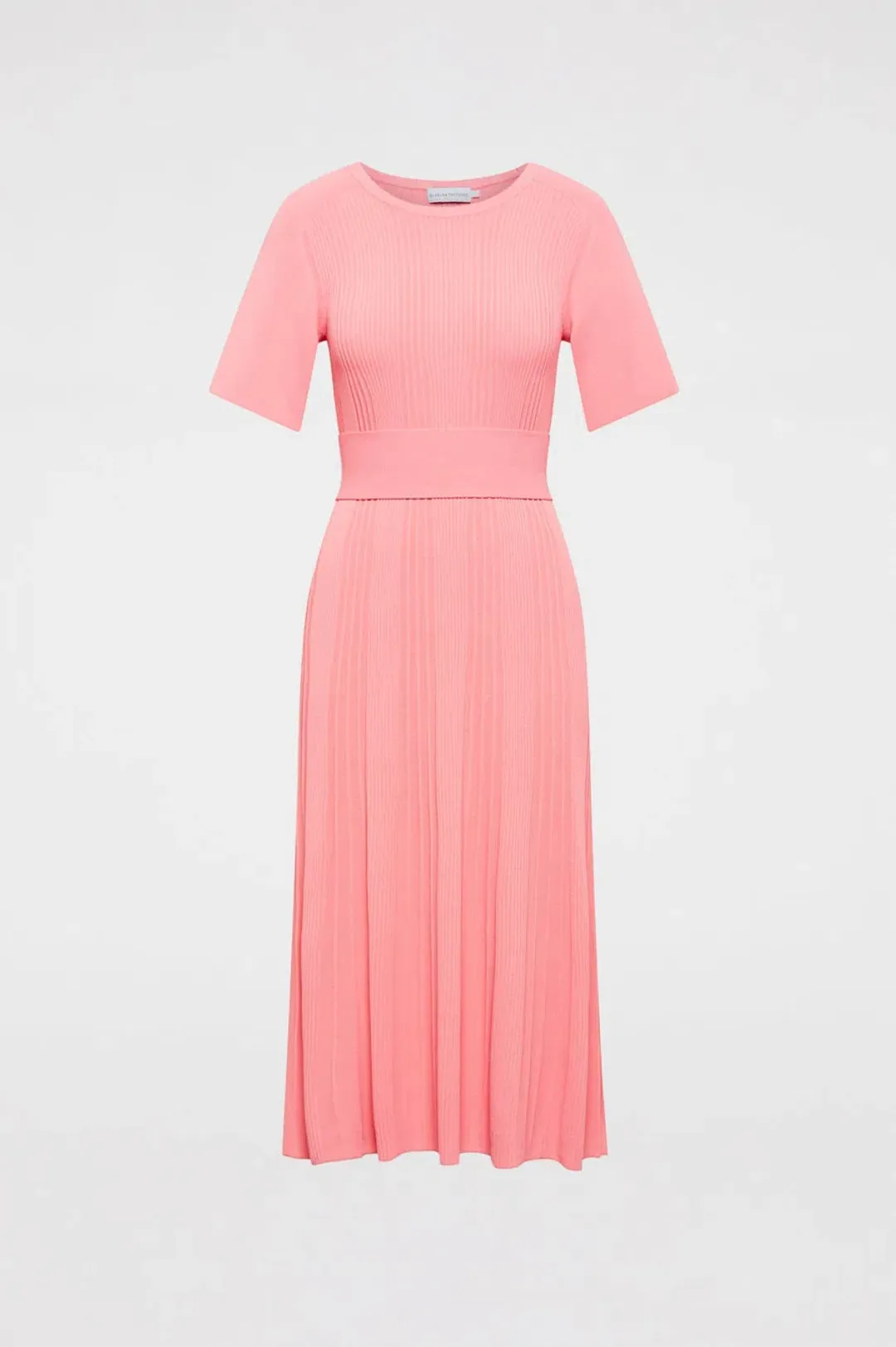 Scanlan Theodore Pleated Ribbed Draped Sleeve Dress in Peach Size S/Au 8 for rent on The Volte - main image