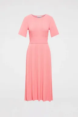 Scanlan Theodore Pleated Ribbed Draped Sleeve Dress in Peach Size S/Au 8 for rent on The Volte - image 3