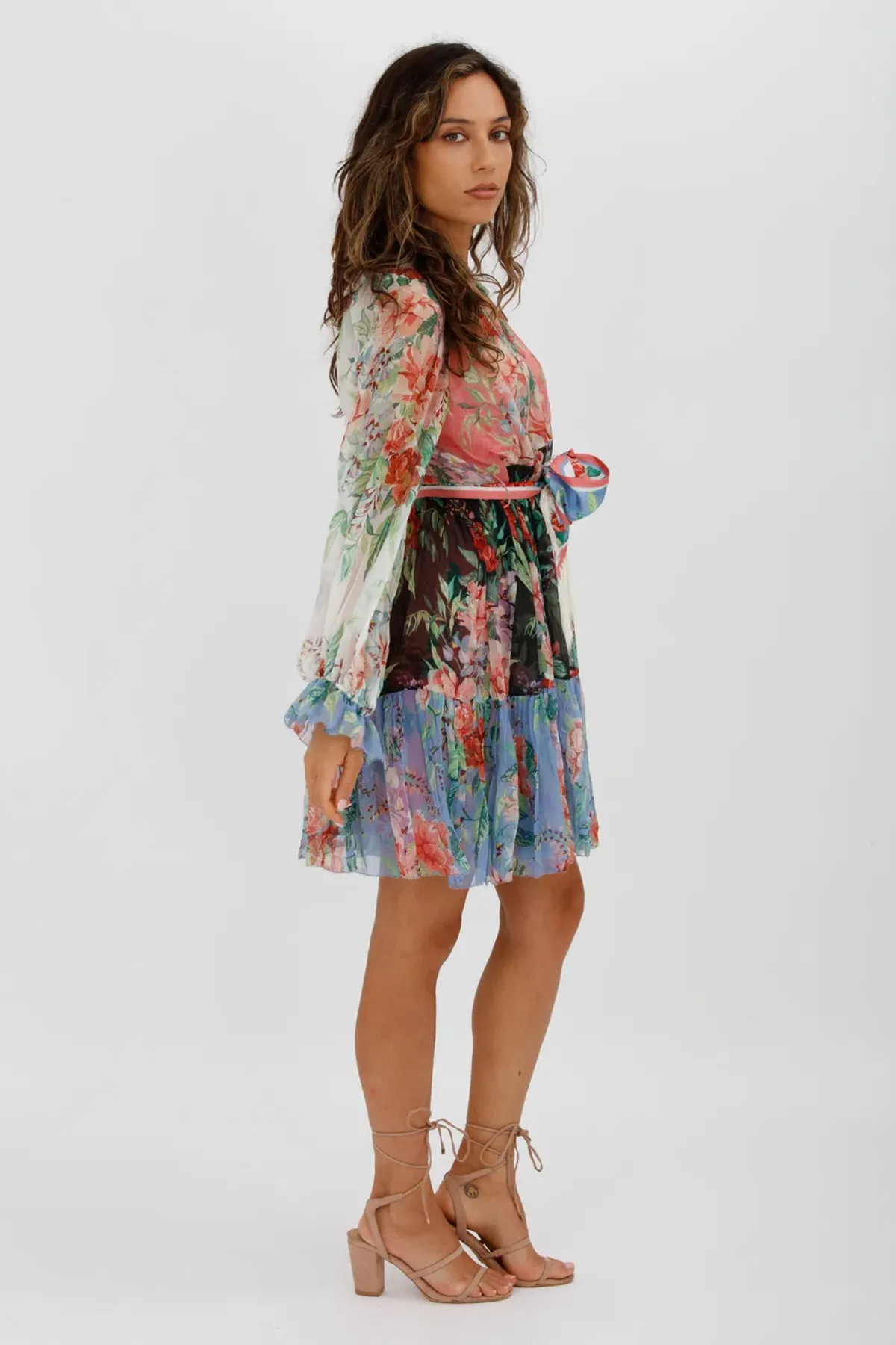 Zimmerman Bellitude Spliced Short Dress Multi Colour Floral Print Size 0/Au 8 - Image 8