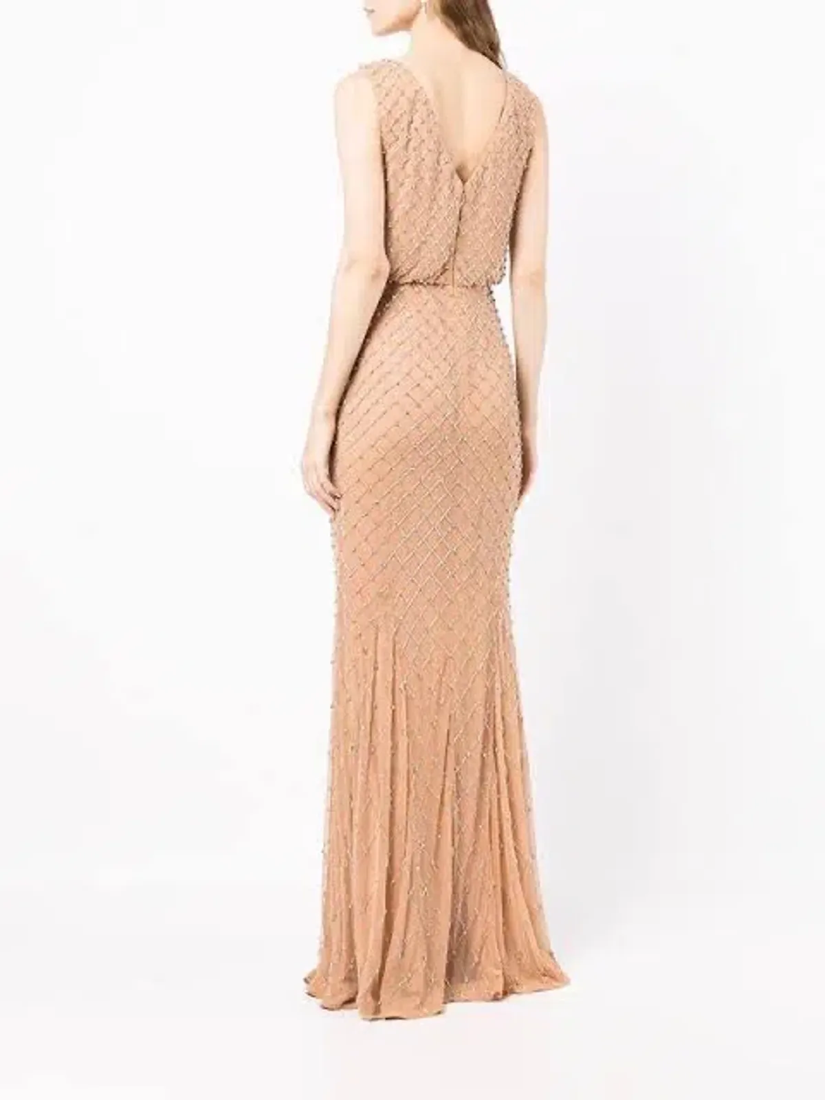Rachel Gilbert Ada Gown Crystal-embellished Beige Size AU 12 - Image 3