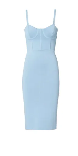 Scanlan Theodore Crepe Knit Bustier Dress Blue Size 8 for rent on The Volte - image 5
