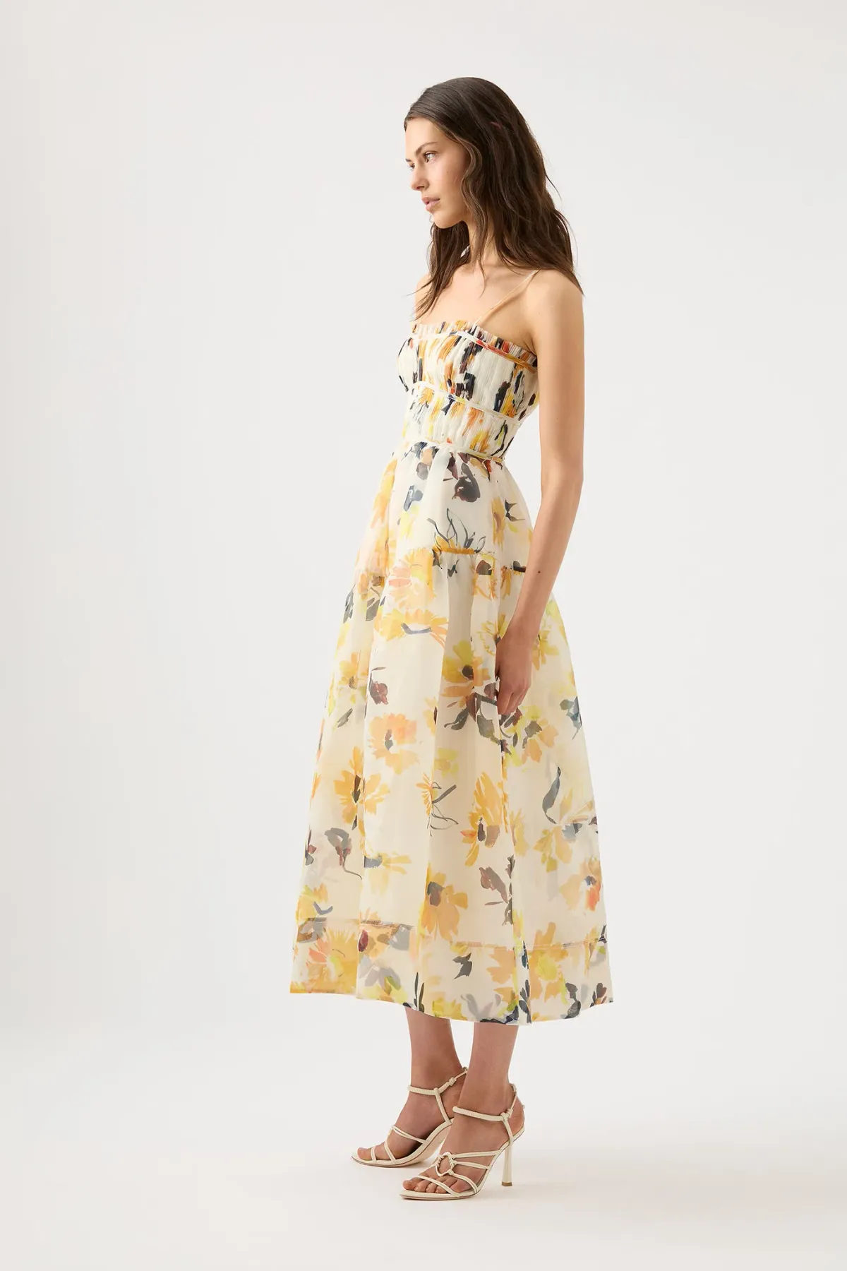 Aje Botanica Cross Back Sunflower Midi Dress Floral Size 4 - Image 2